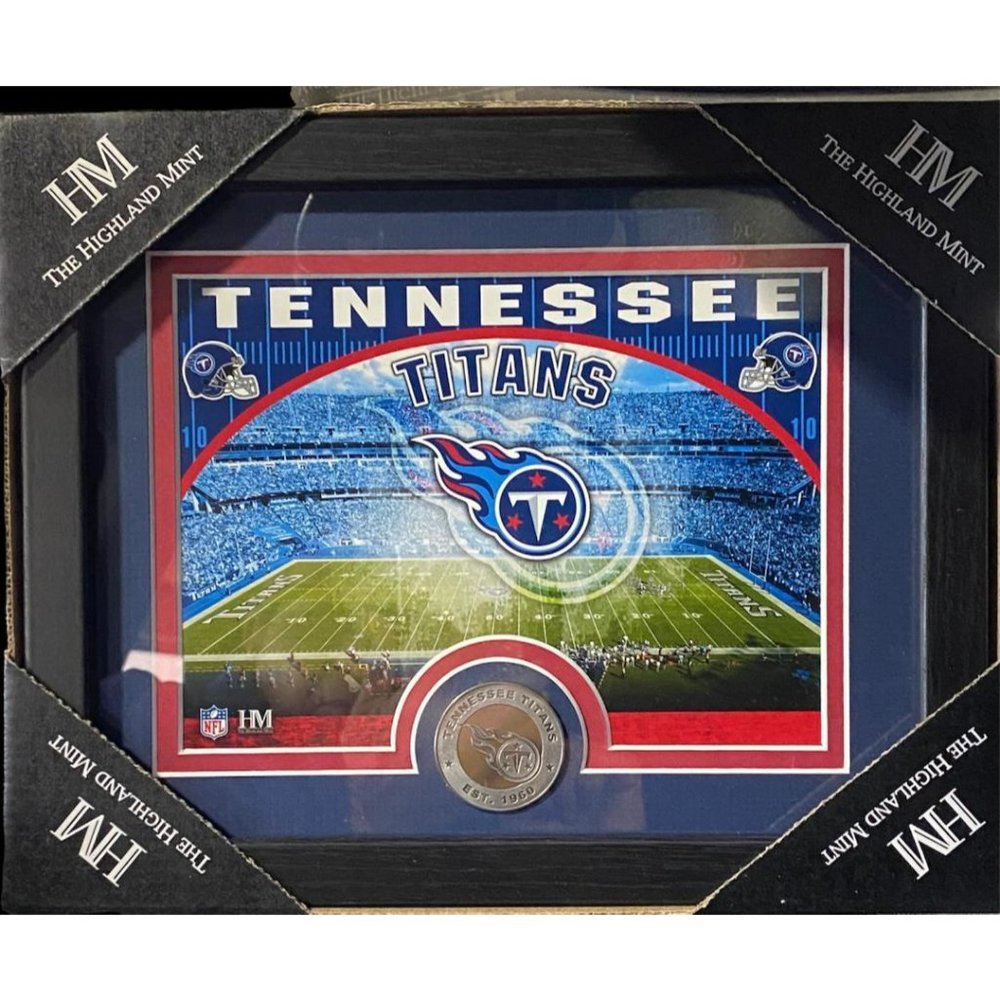 TENNESSEE TITANS MINT COIN FRAMED STADIUM PHOTO & COIN by HIGHLAND MINT – NEW